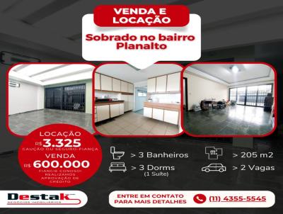 Sobrado para Venda, em So Bernardo do Campo, bairro Planalto, 3 dormitrios, 3 banheiros, 1 sute, 2 vagas