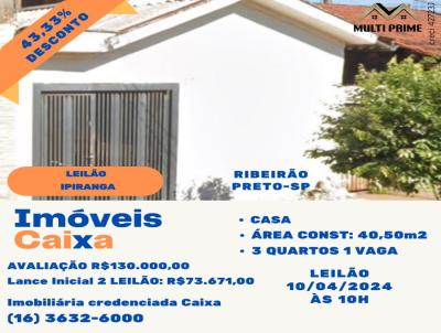 Casa para Venda, em Ribeiro Preto, bairro Ipiranga, 3 dormitrios, 1 banheiro, 1 vaga