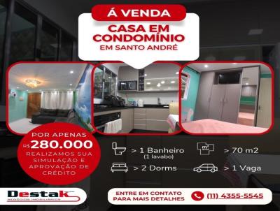 Casa em Condomnio para Venda, em Santo Andr, bairro Jardim Santo Andr, 2 dormitrios, 2 banheiros, 1 vaga