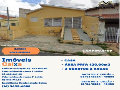 Casa para Venda, em Campinas, bairro Jardim Nova Europa, 3 dormitrios, 2 banheiros, 2 vagas