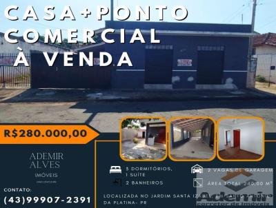Casa para Venda, em Santo Antnio da Platina, bairro Jardim Santa Izabel, 3 dormitrios, 2 banheiros, 1 sute, 2 vagas