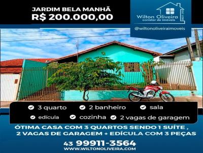 Casa para Venda, em Santo Antnio da Platina, bairro Jardim Bela Manh, 3 dormitrios, 2 banheiros, 1 sute, 2 vagas