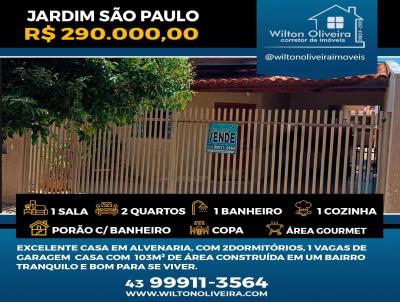 Casa para Venda, em Santo Antnio da Platina, bairro Jardim So Paulo, 2 dormitrios, 2 banheiros, 1 vaga