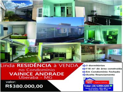 Casa para Venda, em Uberaba, bairro Condominio Vainice Andrade, 3 dormitrios, 2 banheiros, 2 vagas