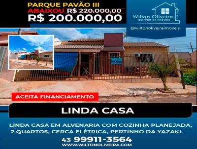 Casa para Venda, em Santo Antnio da Platina, bairro Parque Pavo III, 2 dormitrios, 1 banheiro