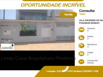 Casa para Venda, em Presidente Epitcio, bairro VILA CRUZEIRO DO SUL, 3 dormitrios, 4 banheiros, 3 sutes, 2 vagas