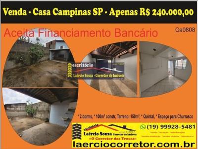 Casa para Venda, em Campinas, bairro Cidade Satlite ris, 2 dormitrios, 2 banheiros, 1 vaga