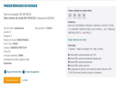 Apartamento para Venda, em Ribeiro Preto, bairro Conjunto Habitacional Slvio Passalacqua, 2 dormitrios, 1 banheiro, 1 vaga