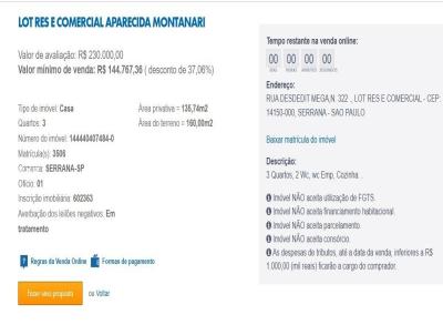 Casa para Venda, em Serrana, bairro Ado do Carmo Leonel, 3 dormitrios, 2 banheiros, 1 vaga