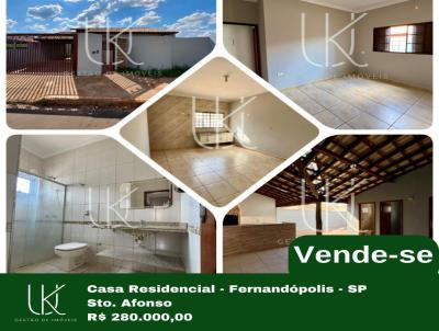 Casa para Venda, em Fernandpolis, bairro Jardim Santo Afonso, 3 dormitrios, 2 banheiros, 2 vagas