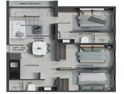 Em Construção para Venda, em João Pessoa, bairro Bessa, 3 dormitórios, 1 banheiro, 1 suíte, 1 vaga