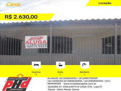 Casa para Locao, em RA II Gama, bairro Gama - Setor Norte, 3 dormitrios, 1 banheiro, 1 sute