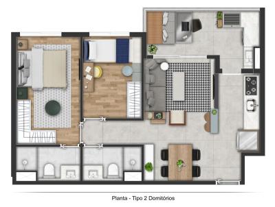 Apartamento para Venda, em So Paulo, bairro Butant, 2 dormitrios, 2 banheiros, 1 sute, 1 vaga