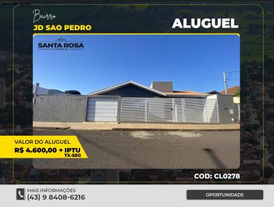 Casa para Loca��o, em Santo Ant�nio da Platina, bairro VILA SAO PEDRO, 3 dormit�rios, 2 banheiros, 1 su�te, 1 vaga