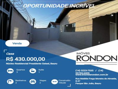 Casa para Venda, em Bauru, bairro N�cleo Residencial Presidente Geisel, 3 dormit�rios, 2 banheiros, 1 su�te, 2 vagas