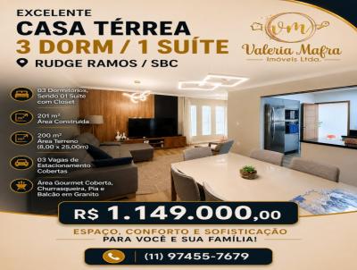 Casa para Venda, em S�o Bernardo do Campo, bairro Rudge Ramos, 3 dormit�rios, 2 banheiros, 1 su�te, 3 vagas
