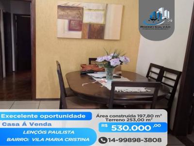Casa para Venda, em Len��is Paulista, bairro Vila Maria Cristina, 3 dormit�rios, 3 banheiros, 1 su�te, 2 vagas