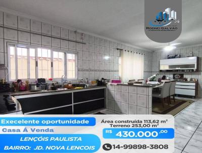Casa para Venda, em Len��is Paulista, bairro Jardim Nova Len��is, 3 dormit�rios, 2 banheiros, 2 vagas