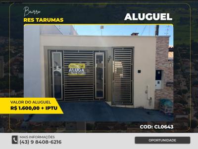 Casa para Loca��o, em Santo Ant�nio da Platina, bairro RES TARUMAS, 2 dormit�rios, 1 banheiro, 1 vaga