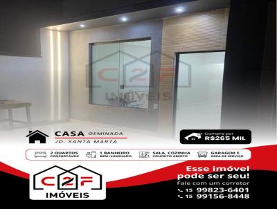 Casa Geminada para Venda, em Sorocaba, bairro Jardim Santa Marta, 2 dormit�rios, 1 banheiro, 1 vaga