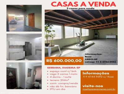 Casa para Venda, em Diadema, bairro Serraria, 3 dormit�rios, 4 banheiros, 1 su�te, 2 vagas
