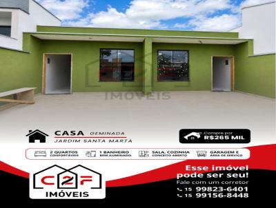 Casa Geminada para Venda, em Sorocaba, bairro Jardim Santa Marta, 2 dormit�rios, 1 banheiro, 1 vaga