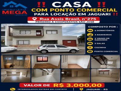 Sobrado para Loca��o, em Jaguari, bairro Centro, 6 dormit�rios, 3 banheiros, 1 vaga