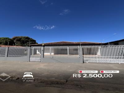 Casa para Loca��o, em C�ceres, bairro Cidade Alta, 4 dormit�rios, 2 banheiros, 1 su�te, 1 vaga