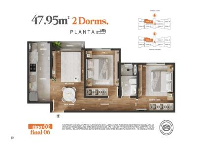 Apartamento 2 dormit�rios para Venda, em Paul�nia, bairro Saltinho, 2 dormit�rios, 1 banheiro, 1 vaga
