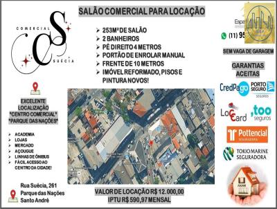 Sal�o Comercial para Loca��o, em Santo Andr�, bairro Parque Das Na��es, 2 banheiros