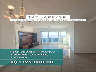 Apartamento para Venda, em S�o Paulo, bairro Tatuape, 4 dormit�rios, 3 su�tes, 3 vagas