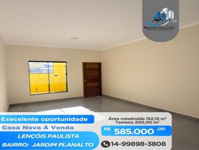 Casa para Venda, em Len��is Paulista, bairro Jardim Planalto, 3 dormit�rios, 2 banheiros, 1 su�te, 2 vagas