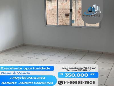 Casa para Venda, em Len��is Paulista, bairro Jardim Carolina, 2 dormit�rios, 1 banheiro