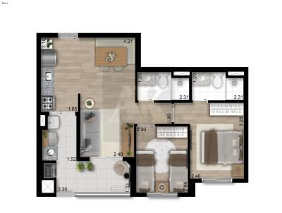 Apartamento para Venda, em S�o Paulo, bairro Ch�cara Calif�rnia, 2 dormit�rios, 2 banheiros, 1 su�te, 1 vaga