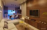 Perspectiva do Living (Salas de Estar/TV & Jantar) integrado  Cozinha - Tipo 1 e 2