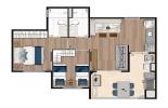 Planta 03 - 2 dorm 54m²