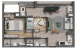 Planta 01 - 2 dorm 56m²