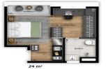 Planta 01 - 1 dorm 24m²