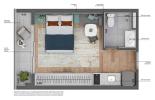 Planta 01 - 1 dorm 23m² - studio