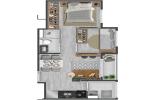 Planta 03 - 2 dorm 40m²