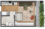 Planta 03 - 1 dorm 43m² - studio