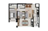 Planta 01 - 2 dorm 71m²