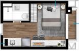 Planta 01 - 1 dorm 23m - studio