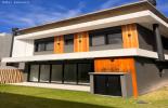 Atrs com bastante concreto e madeira aparente